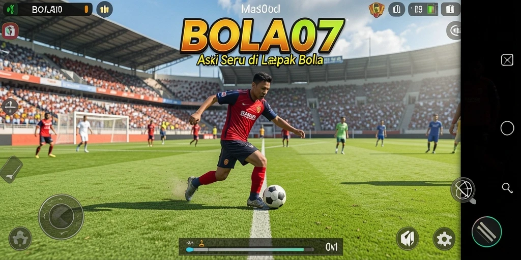 Gambar gameplay BOLA07 yang mendebarkan di lapangan.