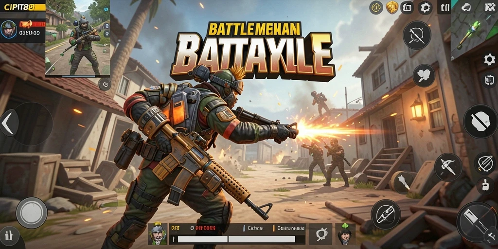 Gameplay intens dan seru dalam pertempuran Battle Royale.