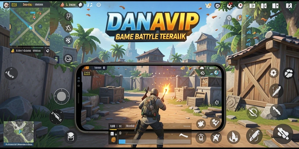 Tangkapan layar gameplay <strong>DANAVIP</strong> menampilkan aksi seru pertempuran Battle Royale.