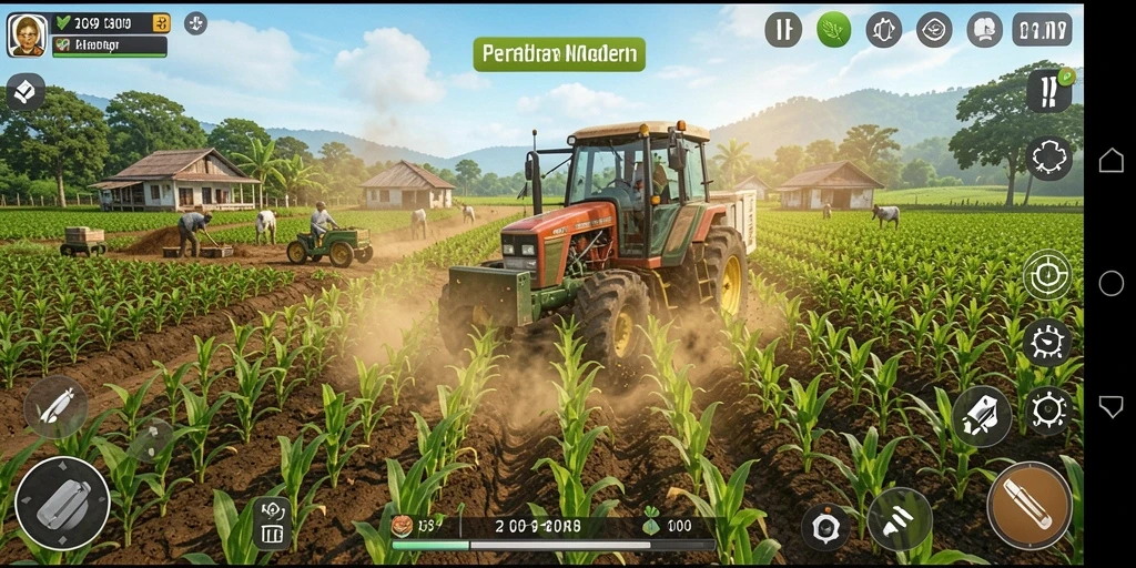Tampilan gameplay HIT9 yang menakjubkan dengan aktivitas bertani.