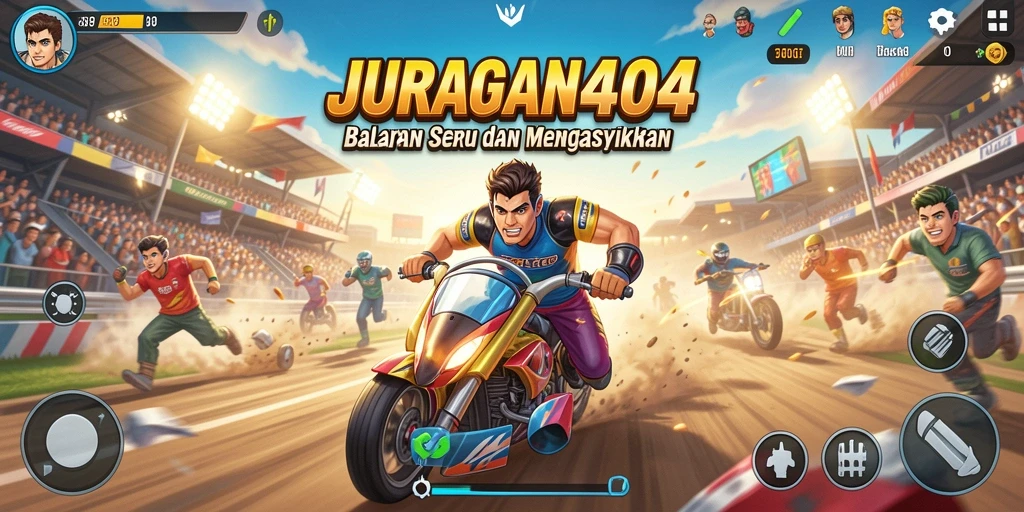 Tampilan menarik dari gameplay balapan yang mendebarkan di JURAGAN404.
