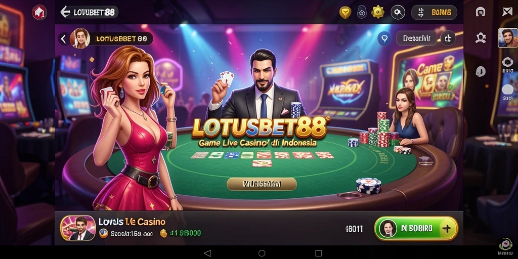 Tampilan keseluruhan gameplay LOTUSBET88 dalam sesi Live Casino.