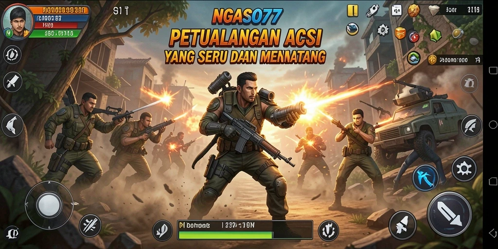 Tampilan aksi intens di NGASO77 dengan grafis yang luar biasa.