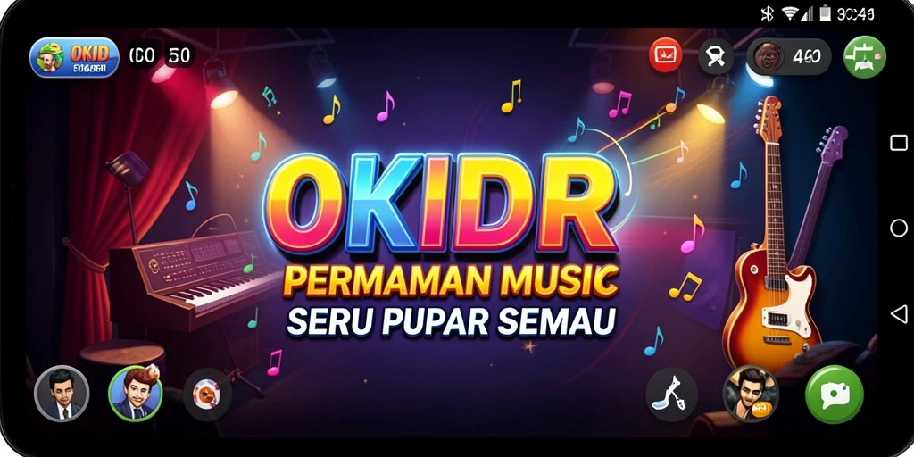 Tangkapan layar gameplay OKIDR menampilkan keseruan bermain musik bersama teman.