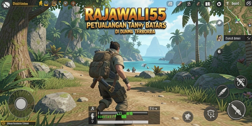 Tangkapan layar gameplay RAJAWALI55 menampilkan dunia terbuka yang megah.