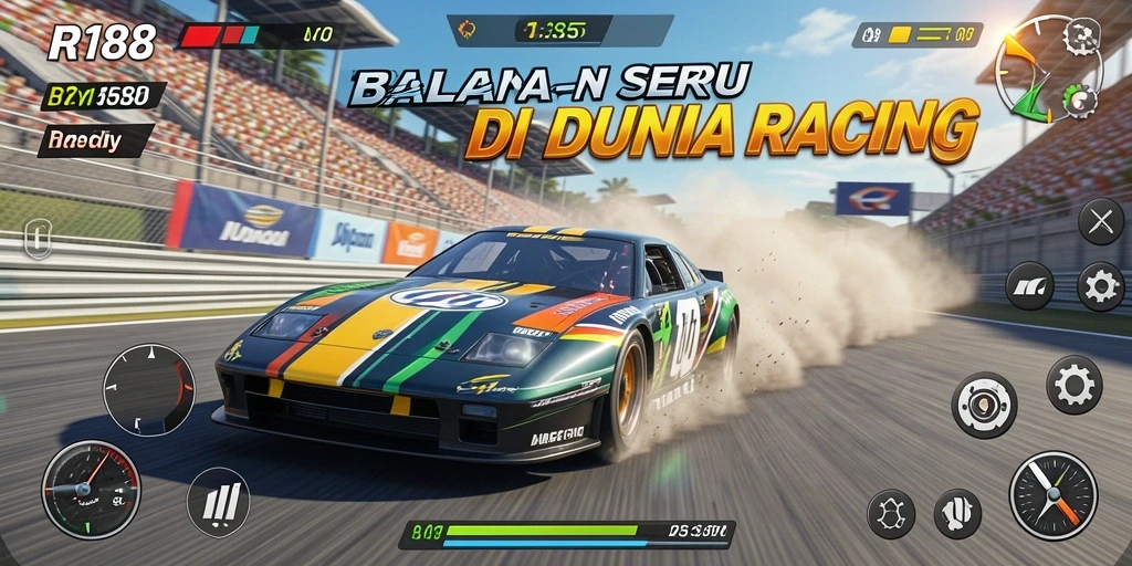 Gameplay RI188 yang penuh aksi di lintasan balap.