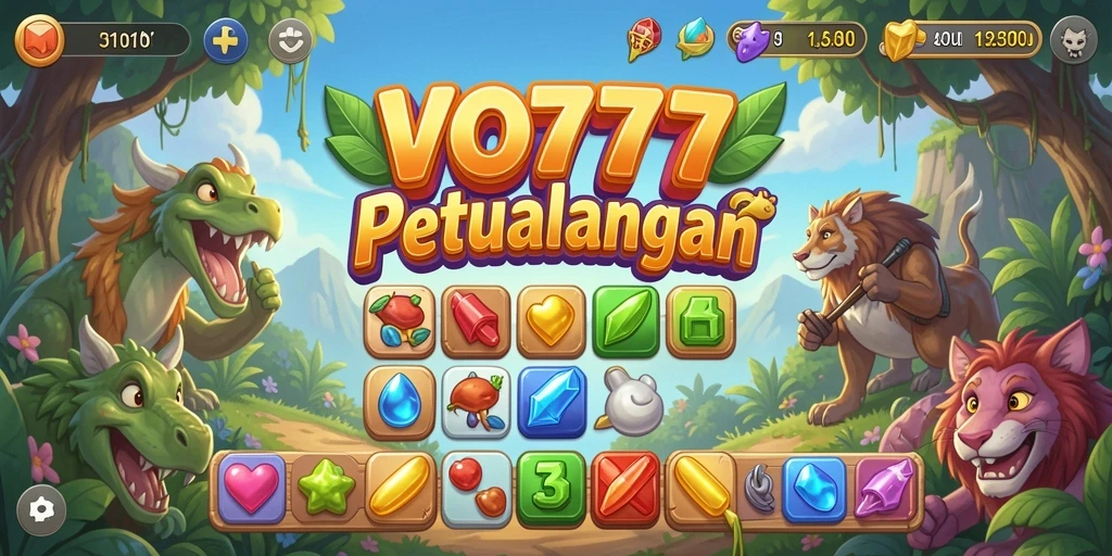 Tampilan gameplay seru dari VO777 yang mencocokkan permata warna-warni.
